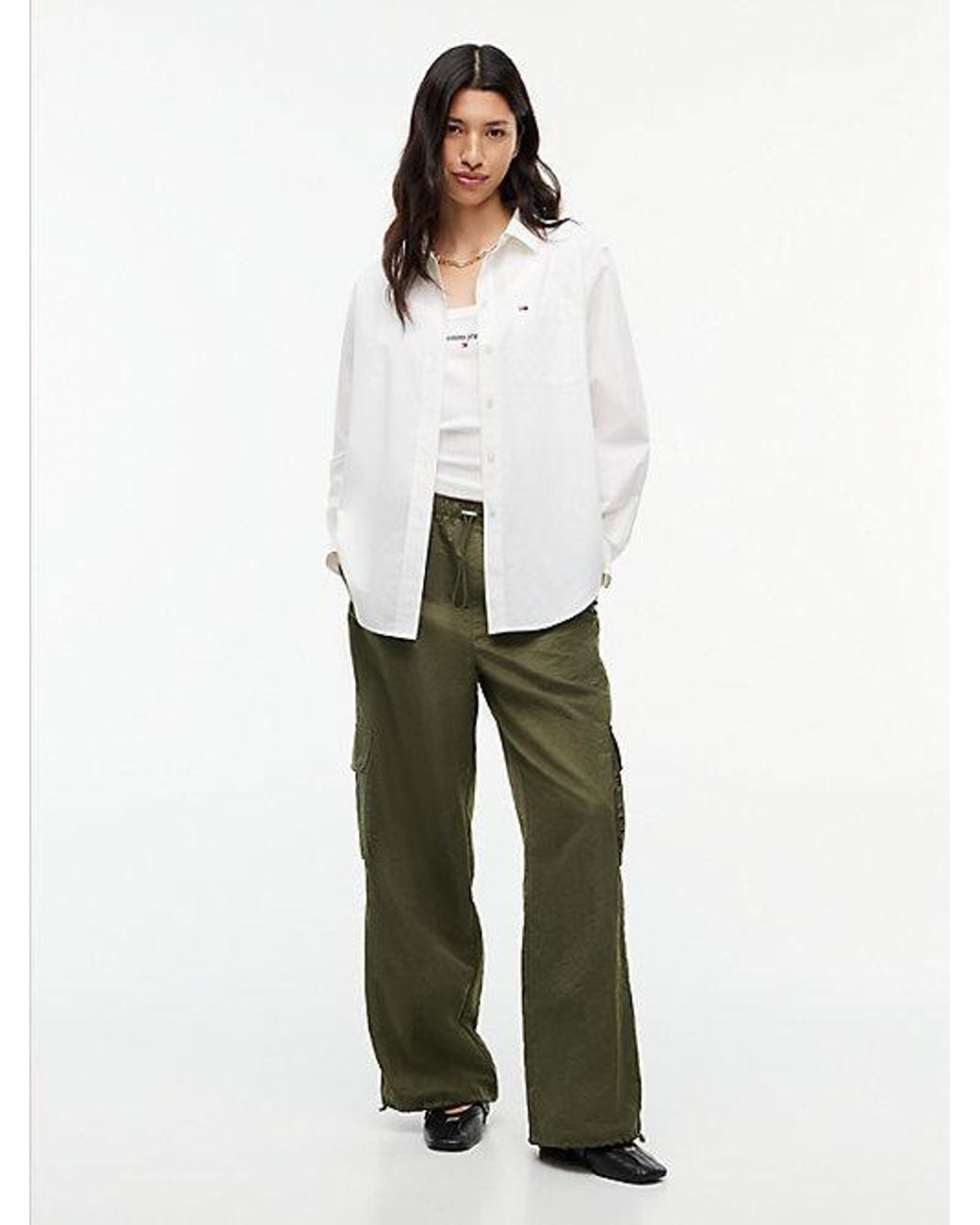 Tommy Hilfiger White Relaxed Fit Yarn Dyed Poplin Shirt
