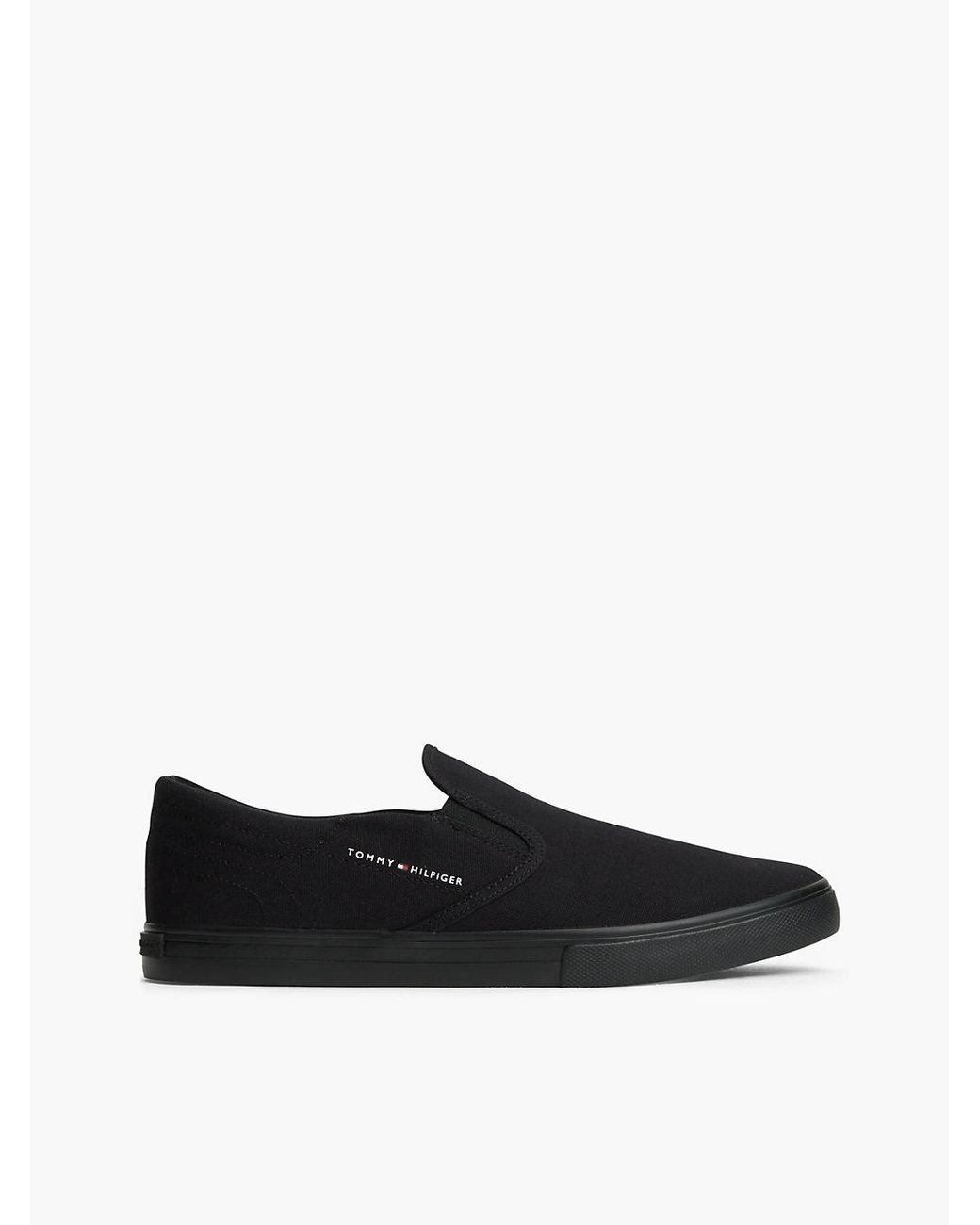 Tommy Hilfiger Black Canvas Slip-On Trainers for men