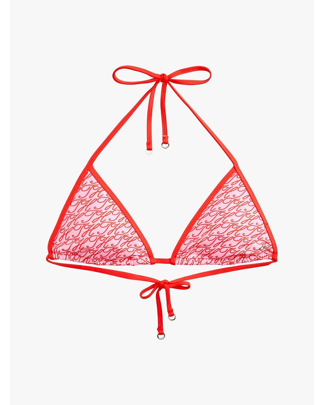 Tommy Hilfiger Orange Essential Print Halterneck Triangle Bikini Top
