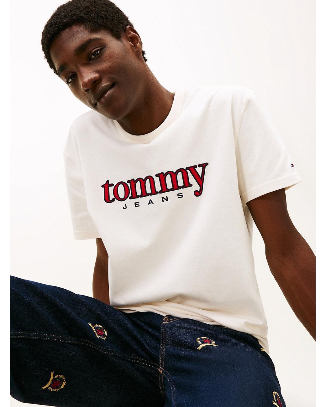 Tommy Hilfiger White Logo Appliqué Jersey T-Shirt for men