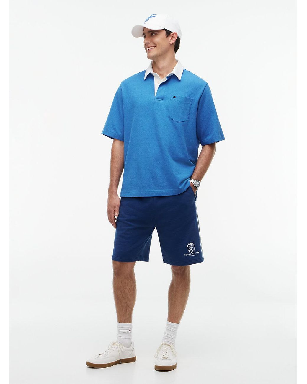 Tommy Hilfiger Blue Relaxed Fit Logo Label Jersey Polo Shirt for men
