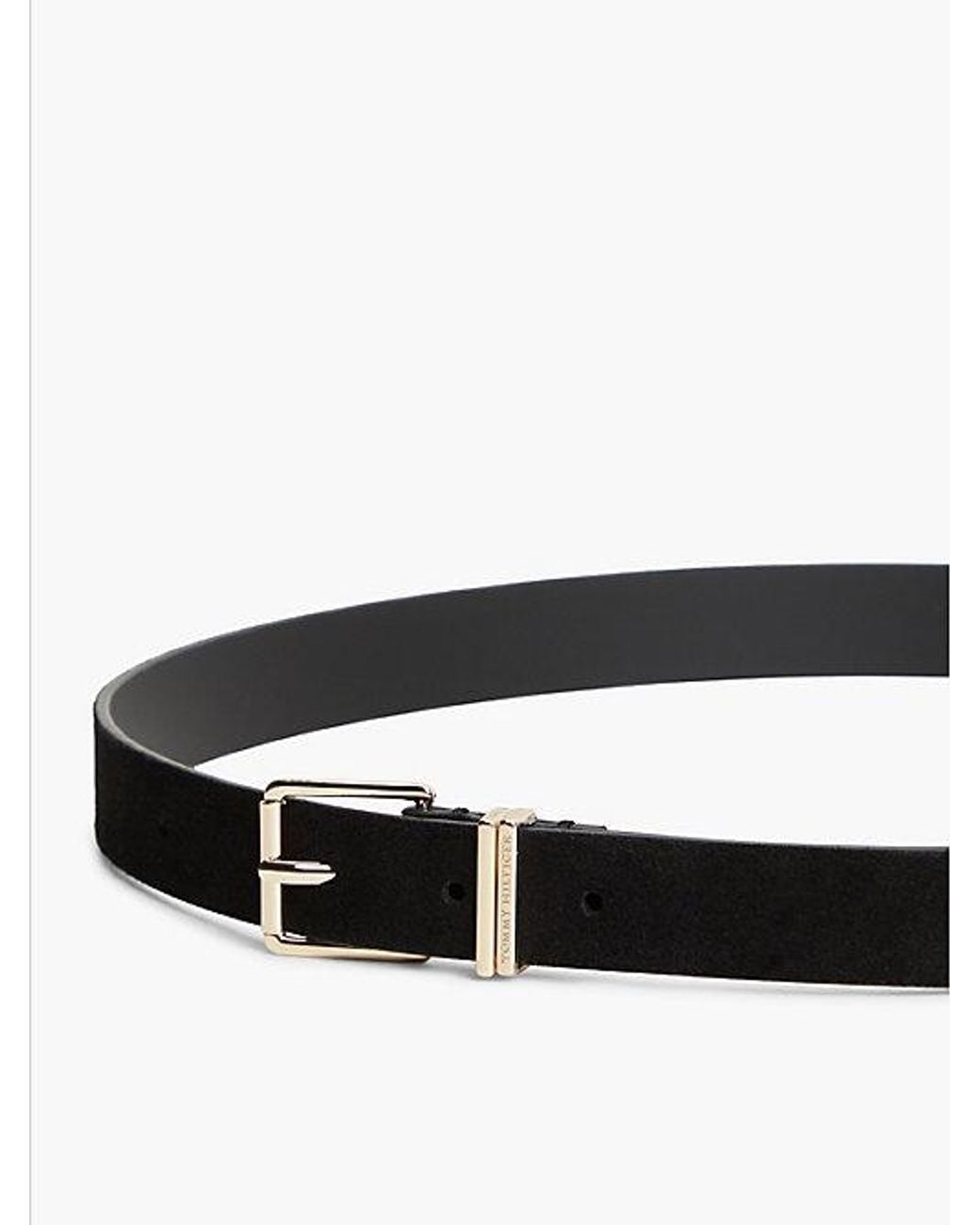 Tommy Hilfiger Black Suede Square Roller Buckle Belt