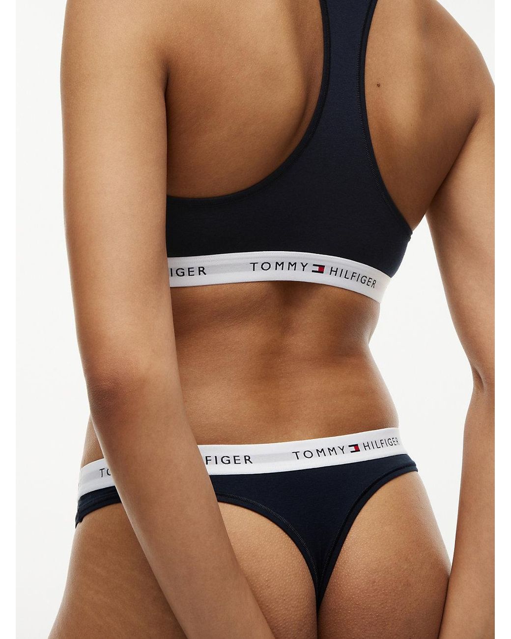 Tommy Hilfiger Blue Repeat Logo Waistband Thong