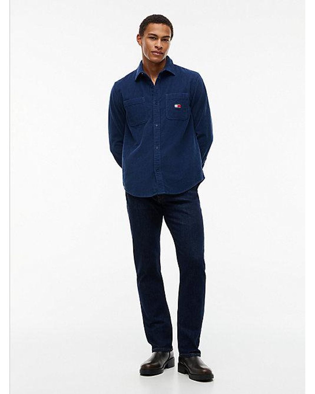 Tommy Hilfiger Blue Relaxed Fit Patch Pocket Corduroy Shirt for men
