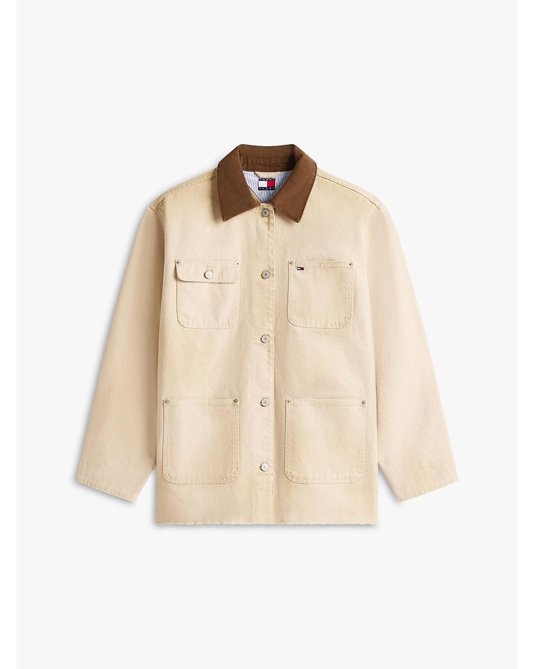 Tommy Hilfiger Natural Distressed Canvas Oversized Chore Jacket