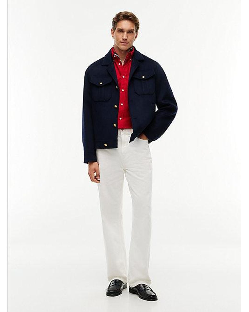 Tommy Hilfiger Red Regular Fit Flag Embroidery Oxford Shirt for men