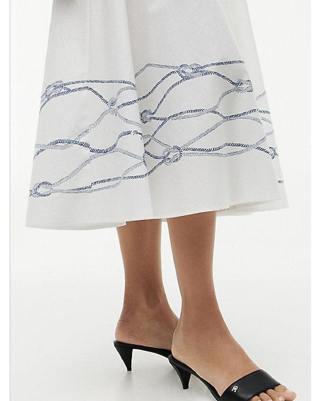 Tommy Hilfiger White Fit And Flare Poplin Midi Shirt Dress