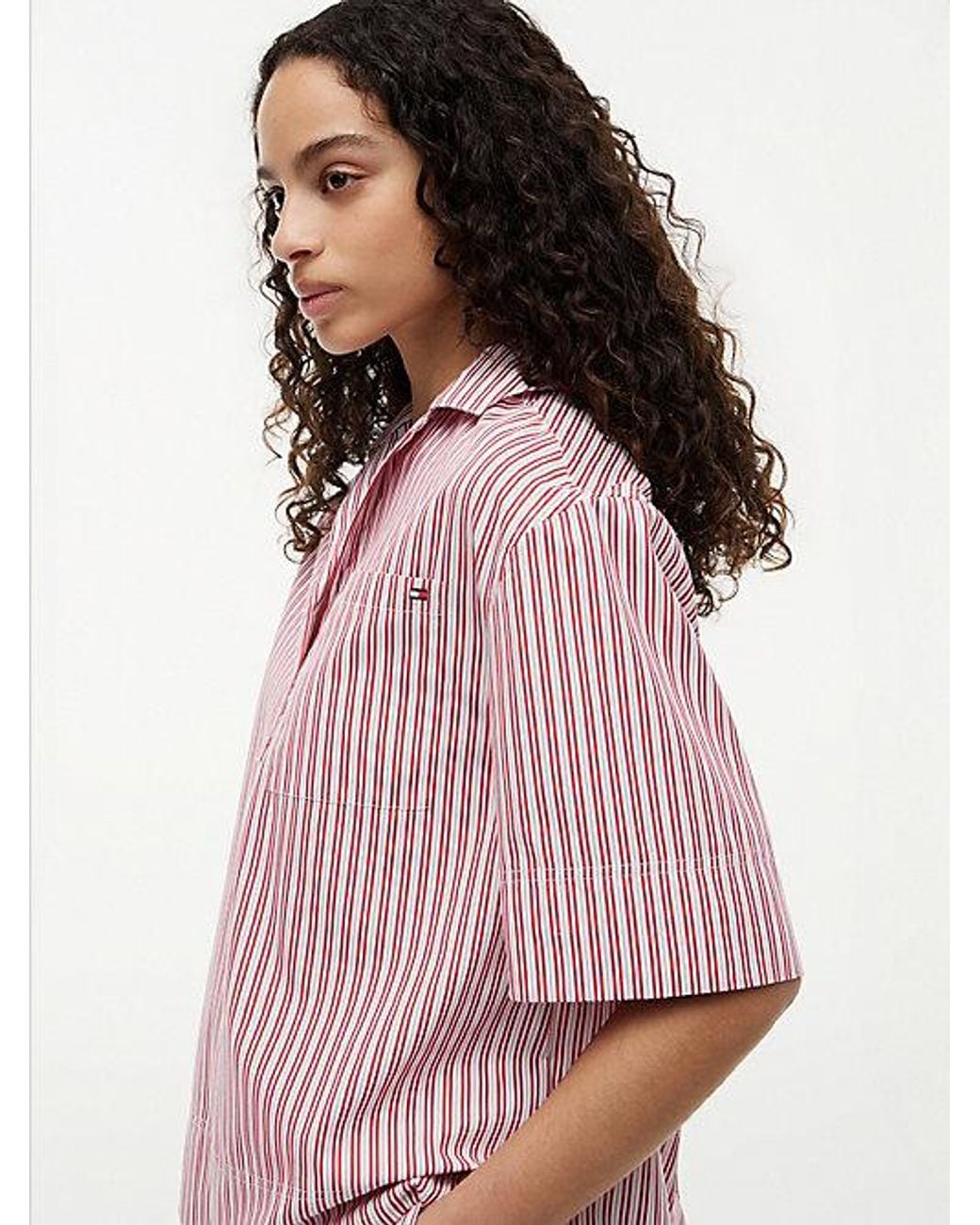 Tommy Hilfiger Pink Relaxed Fit Poplin Short Sleeve Shirt