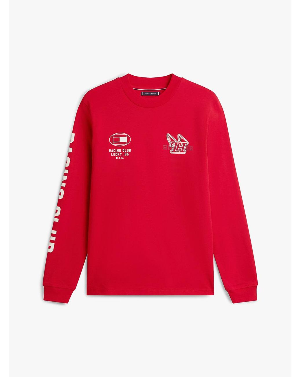 Tommy Hilfiger Red Graphic Jersey Long Sleeve T-Shirt for men