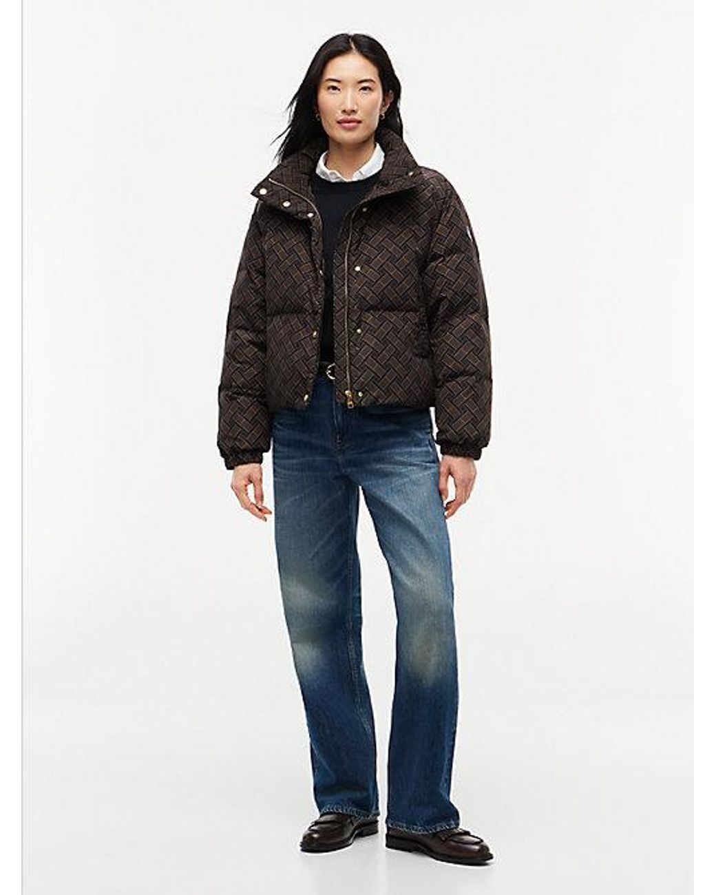 Tommy Hilfiger Black Repeat Flag Relaxed Down Jacket