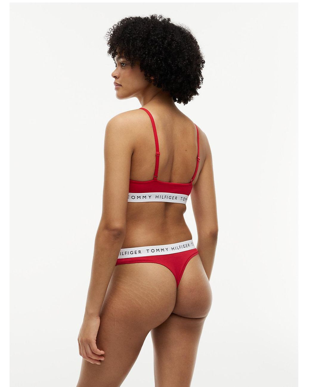 Tommy Hilfiger Red Heritage Tonal Logo Thong