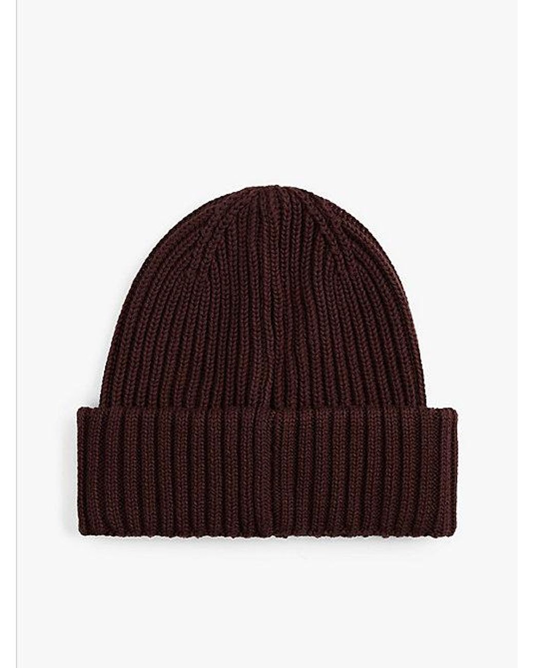 Tommy Hilfiger Red Tonal Logo Patch Rib-knit Beanie