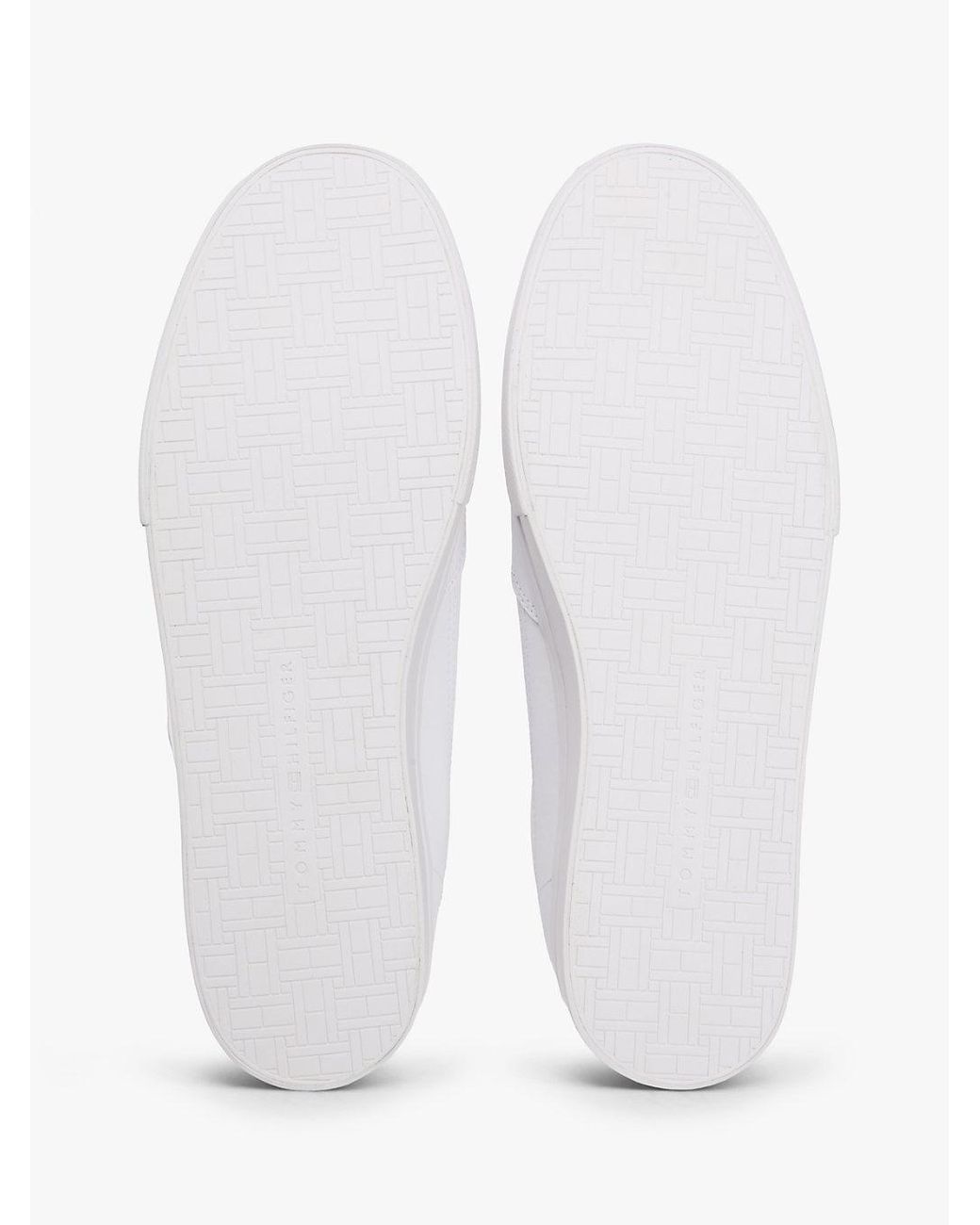 Tommy Hilfiger White Signature Midsole Lace-Up Trainers With Leather for men
