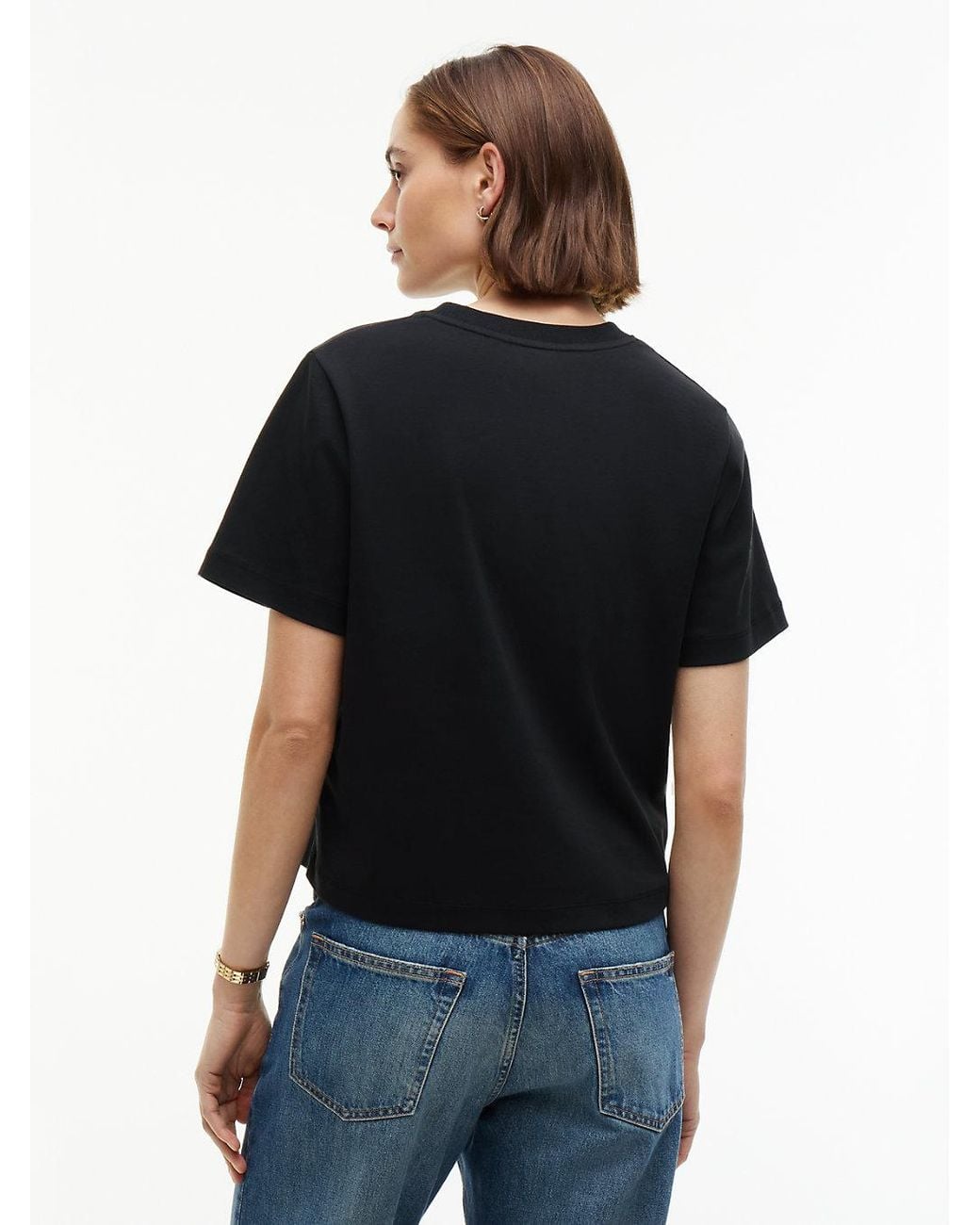 Tommy Hilfiger Black Interlock Knit Boxy Crew Neck T-Shirt