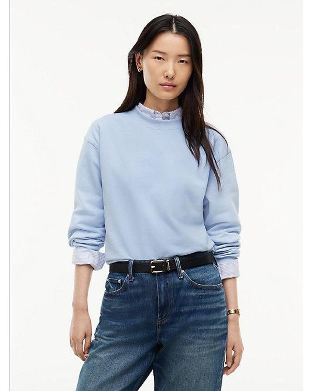 Tommy Hilfiger Blue Tonal Logo Crew Neck Sweatshirt