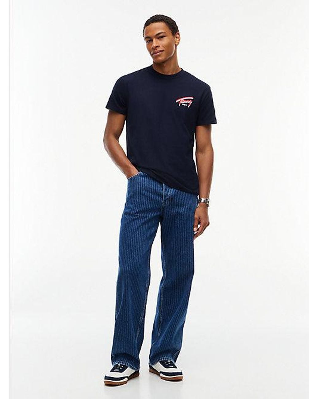 Tommy Hilfiger Blue Signature Back Logo Jersey T-Shirt for men