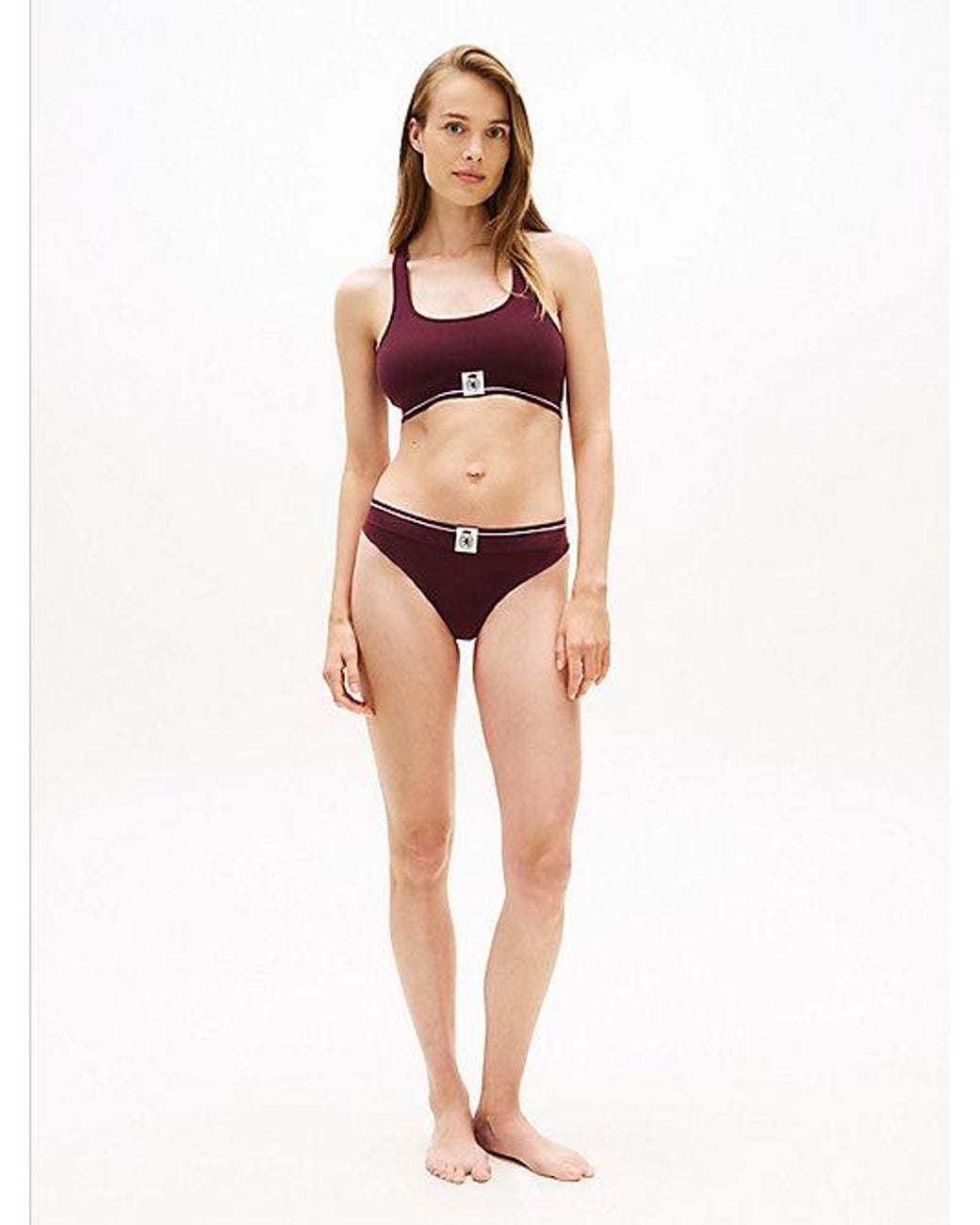 Tommy Hilfiger Red Th Crest Ribbed Thong