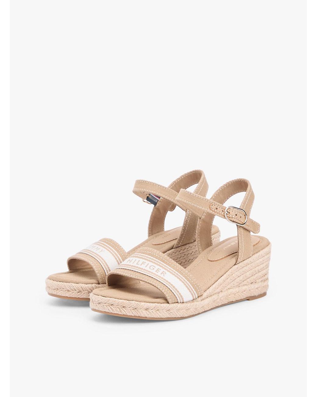 Tommy Hilfiger Natural Canvas Denim Wedge Espadrilles