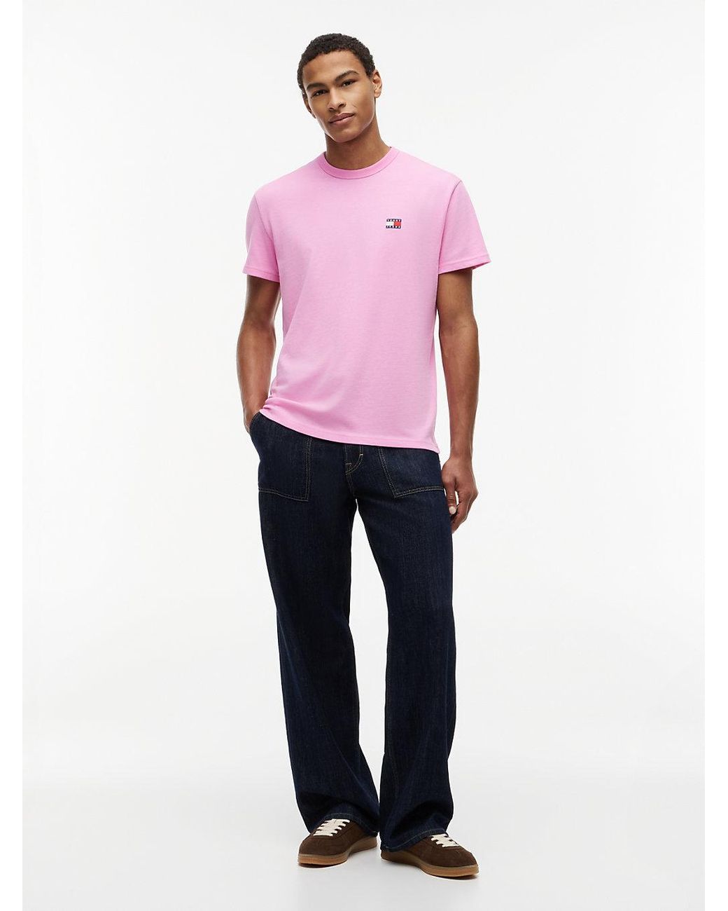 Tommy Hilfiger Pink Tommy Flag Crew Neck T-Shirt for men