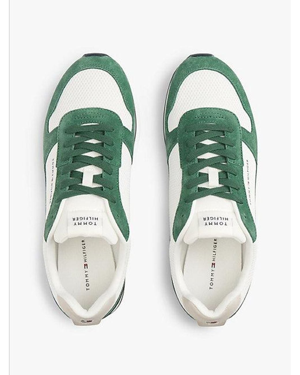 Tommy Hilfiger Green Suede Lightweight Mesh Trainers for men
