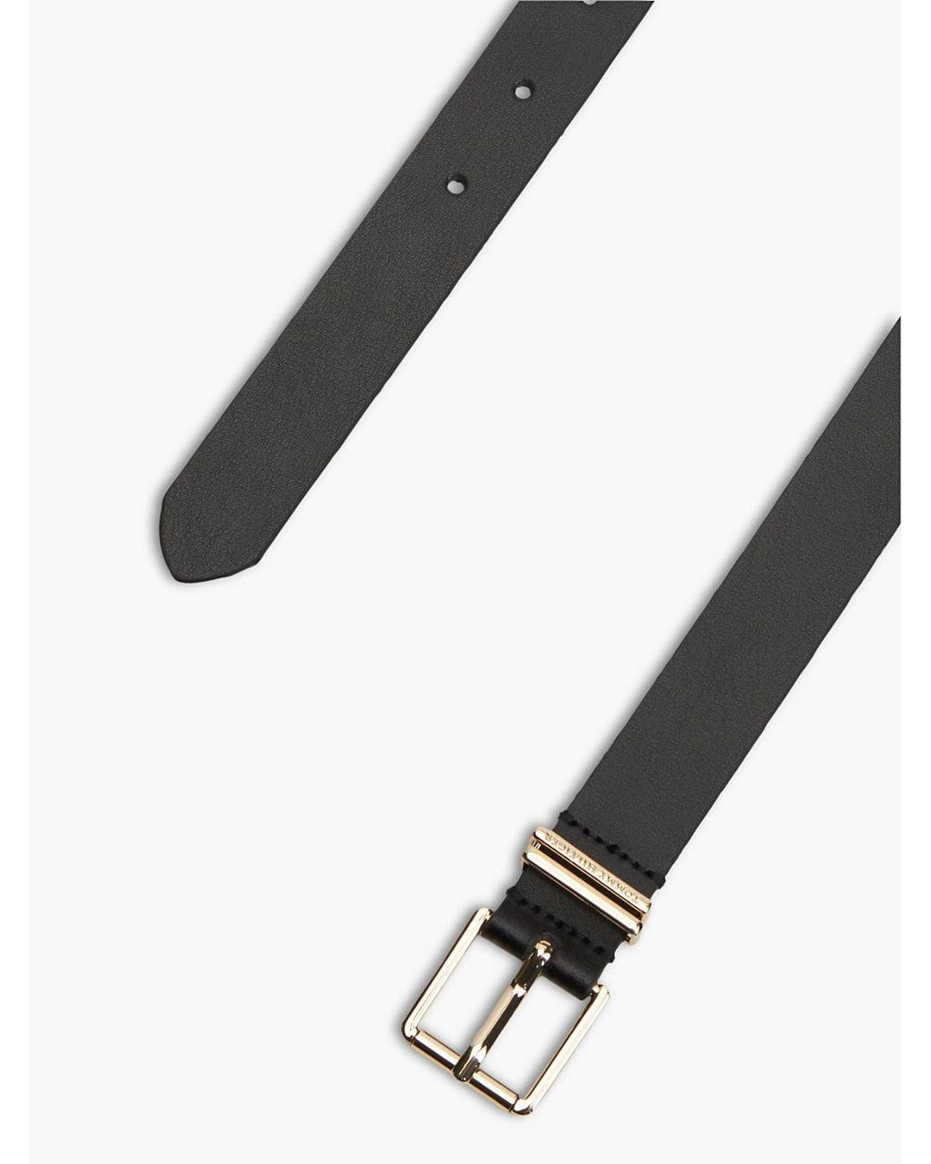 Tommy Hilfiger Black Double Keeper Square Buckle Leather Belt