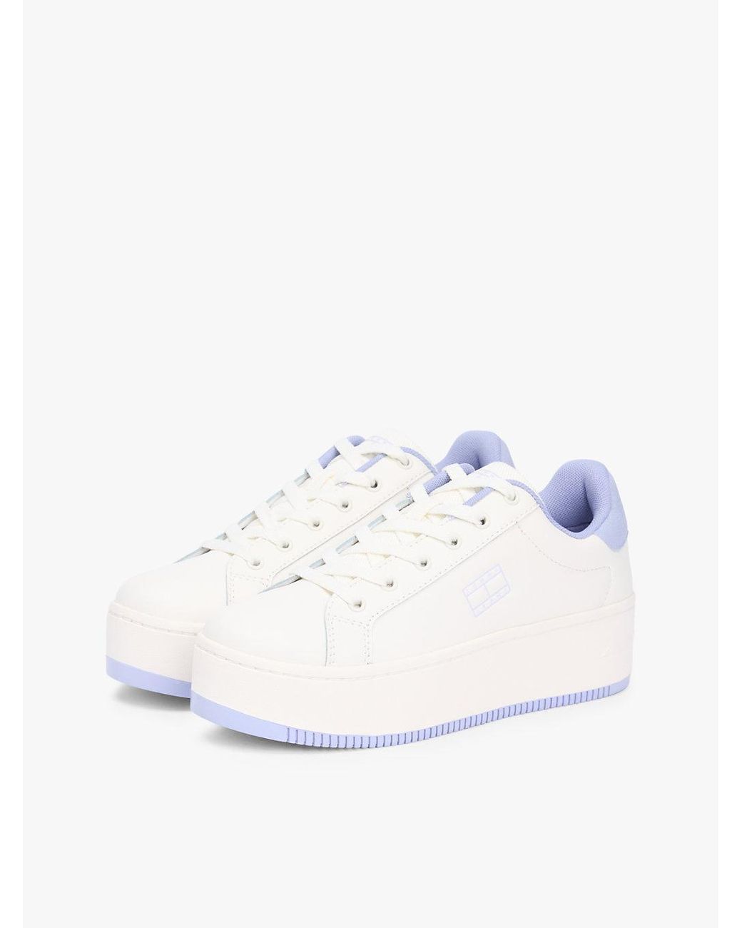Tommy Hilfiger White Essential Logo Platform Trainers With Leather