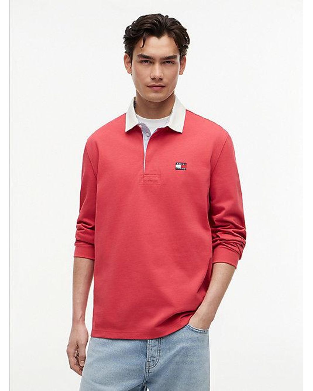 Tommy Hilfiger Red Tommy Badge Relaxed Rugby Shirt for men