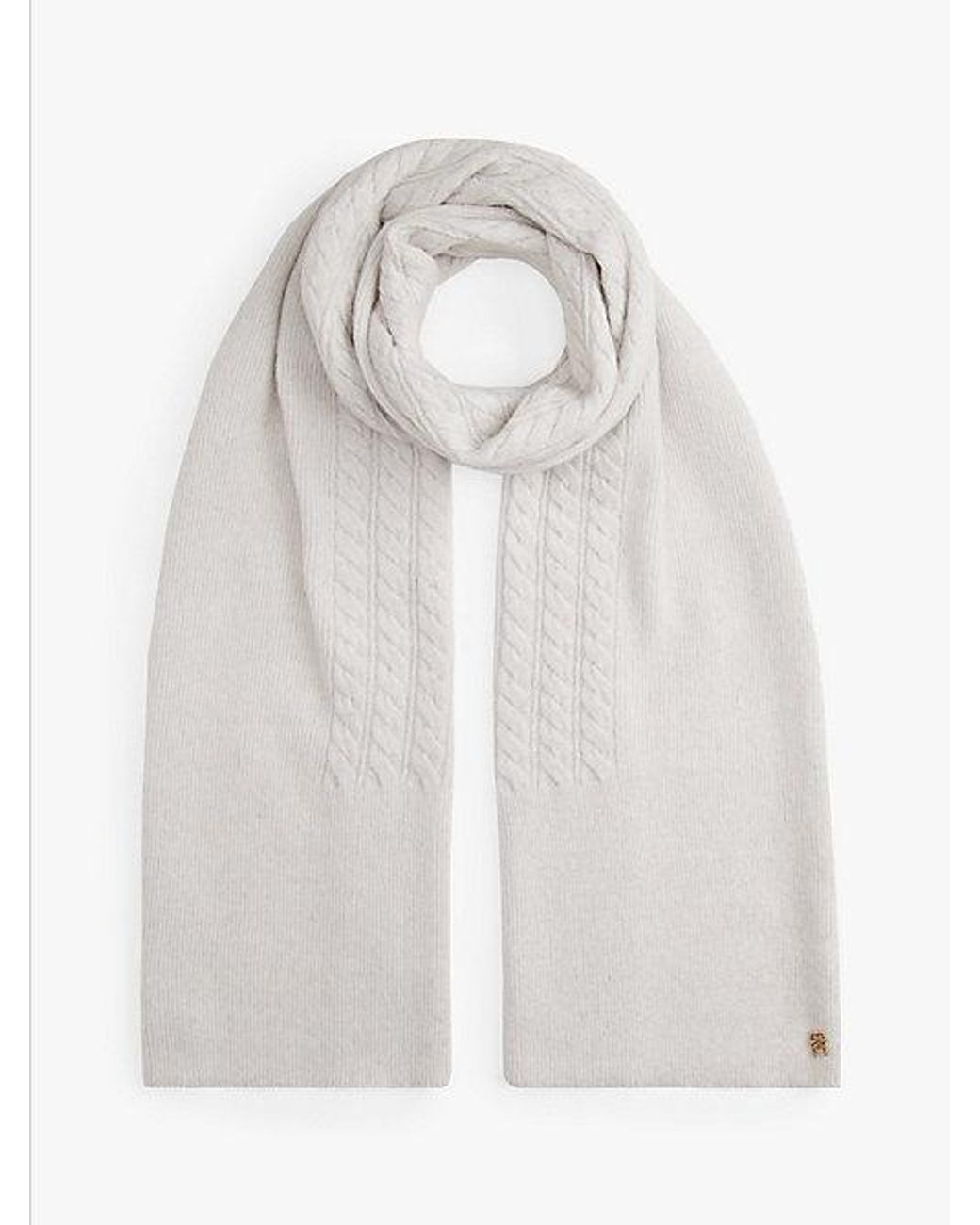 Tommy Hilfiger White Chic Cable Knit Fluffy Scarf