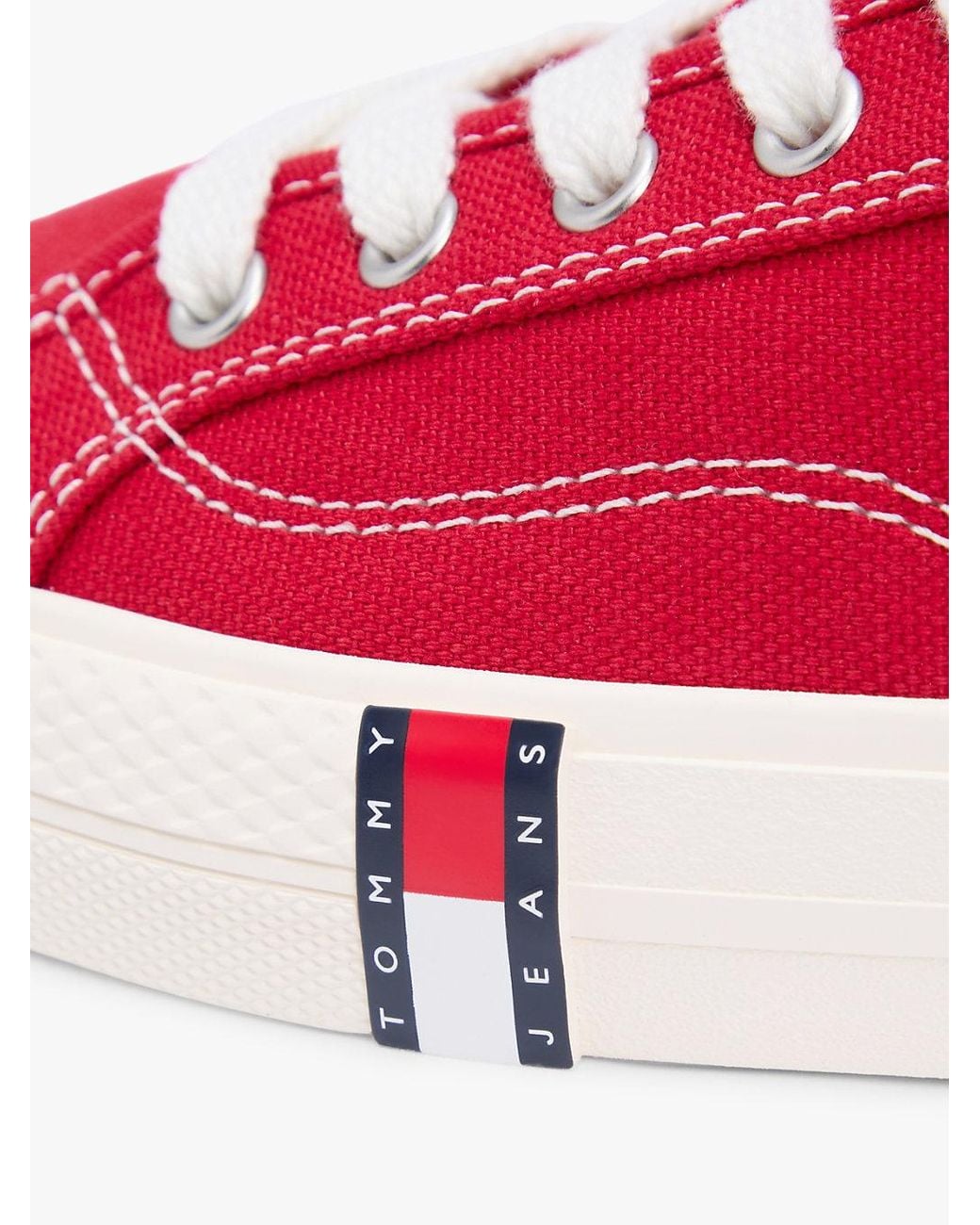 Tommy Hilfiger Red Archive Flag Stripe Canvas Trainers