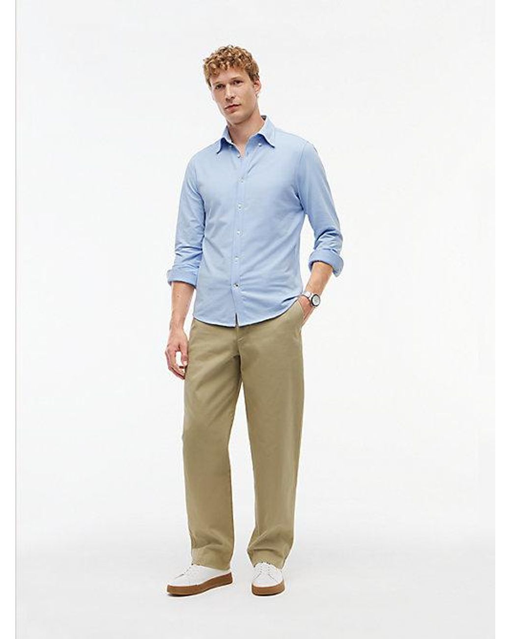 Tommy Hilfiger Blue Performance Slim Fit Pique Oxford Shirt for men