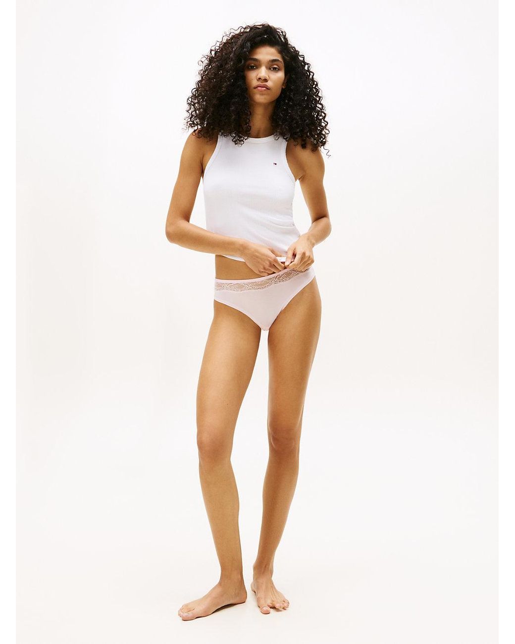Tommy Hilfiger White Lace Trim Microfibre Briefs