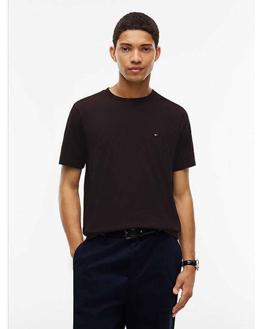 Tommy Hilfiger Black Flag Embroidery Jersey Crew Neck T-Shirt for men
