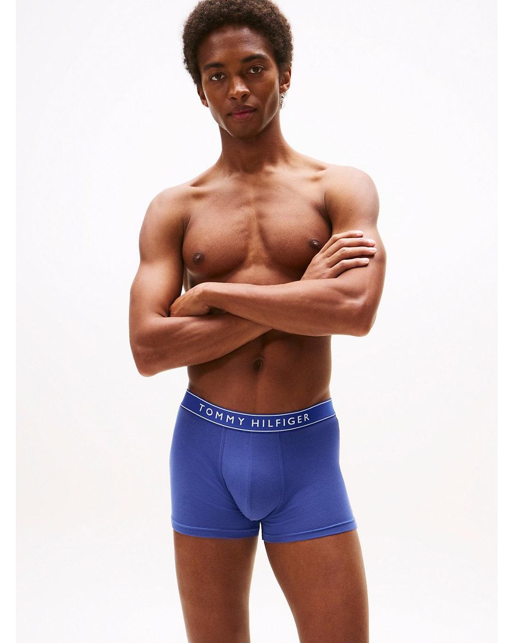 Tommy Hilfiger Blue 3-pack Essential Repeat Logo Waistband Trunks for men