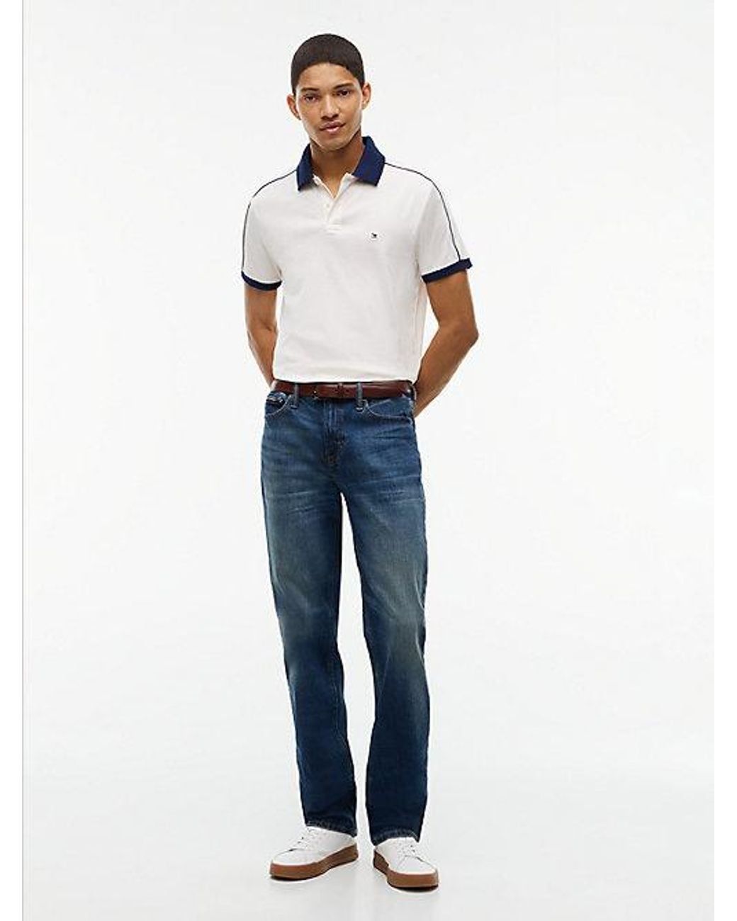 Tommy Hilfiger White Regular Fit Textured Collar Polo Shirt for men
