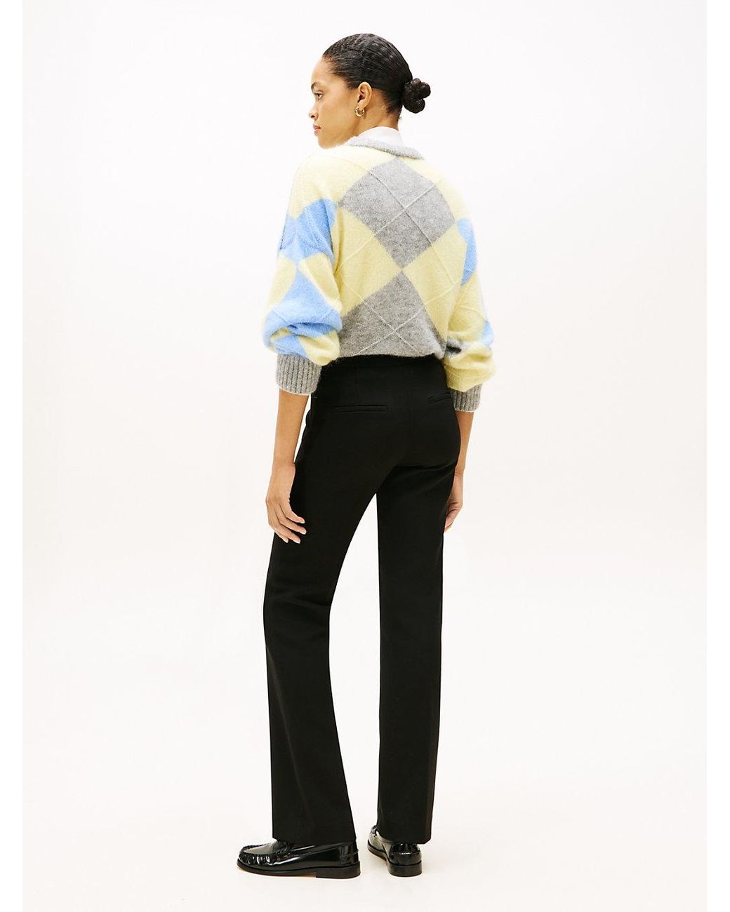 Tommy Hilfiger White Pressed Crease Kick Flare Trousers