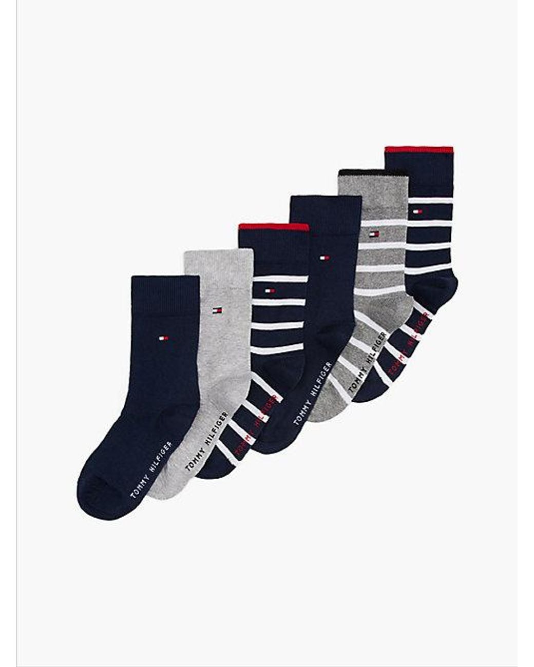 Tommy Hilfiger Blue 6 Pack Breton Stripe Flag Embroidery Socks