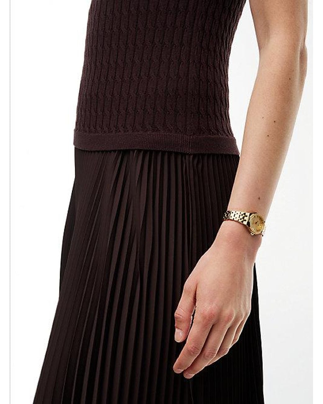 Tommy Hilfiger Blue Cable Knit Pleated Midi Dress