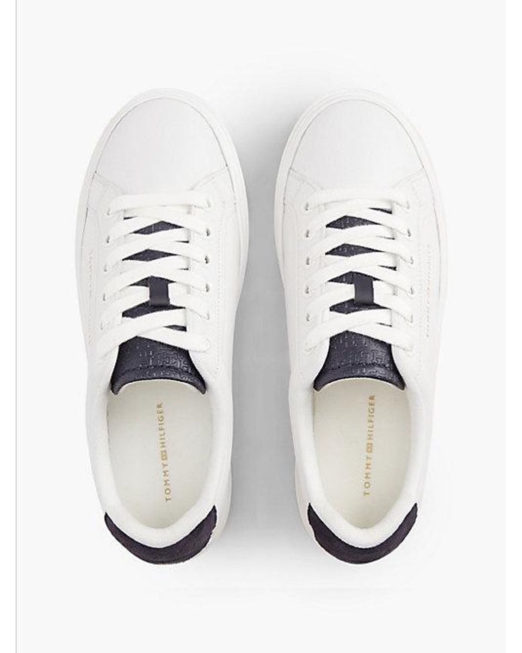 Tommy Hilfiger White Th Monogram Leather Platform Trainers