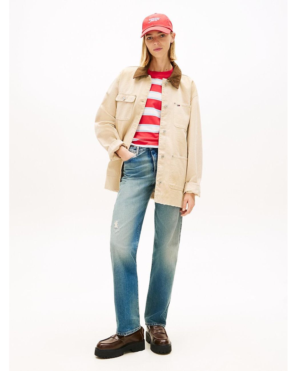 Tommy Hilfiger Natural Distressed Canvas Oversized Chore Jacket