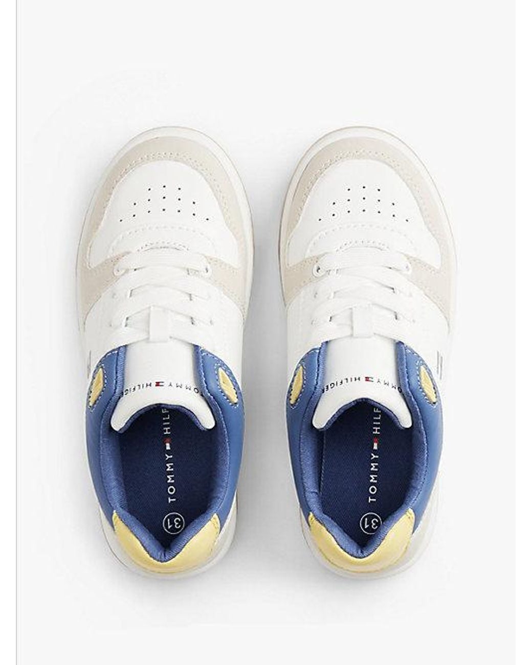Tommy Hilfiger Blue Flag Contrast Mixed Texture Trainers