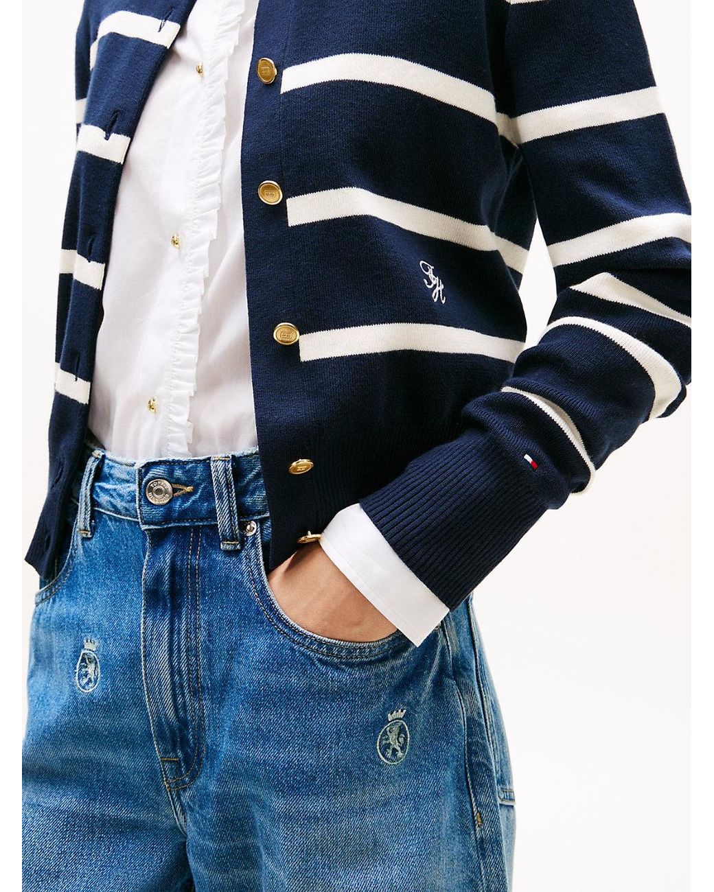 Tommy Hilfiger Blue Premium Knit-Tone Button Cardigan