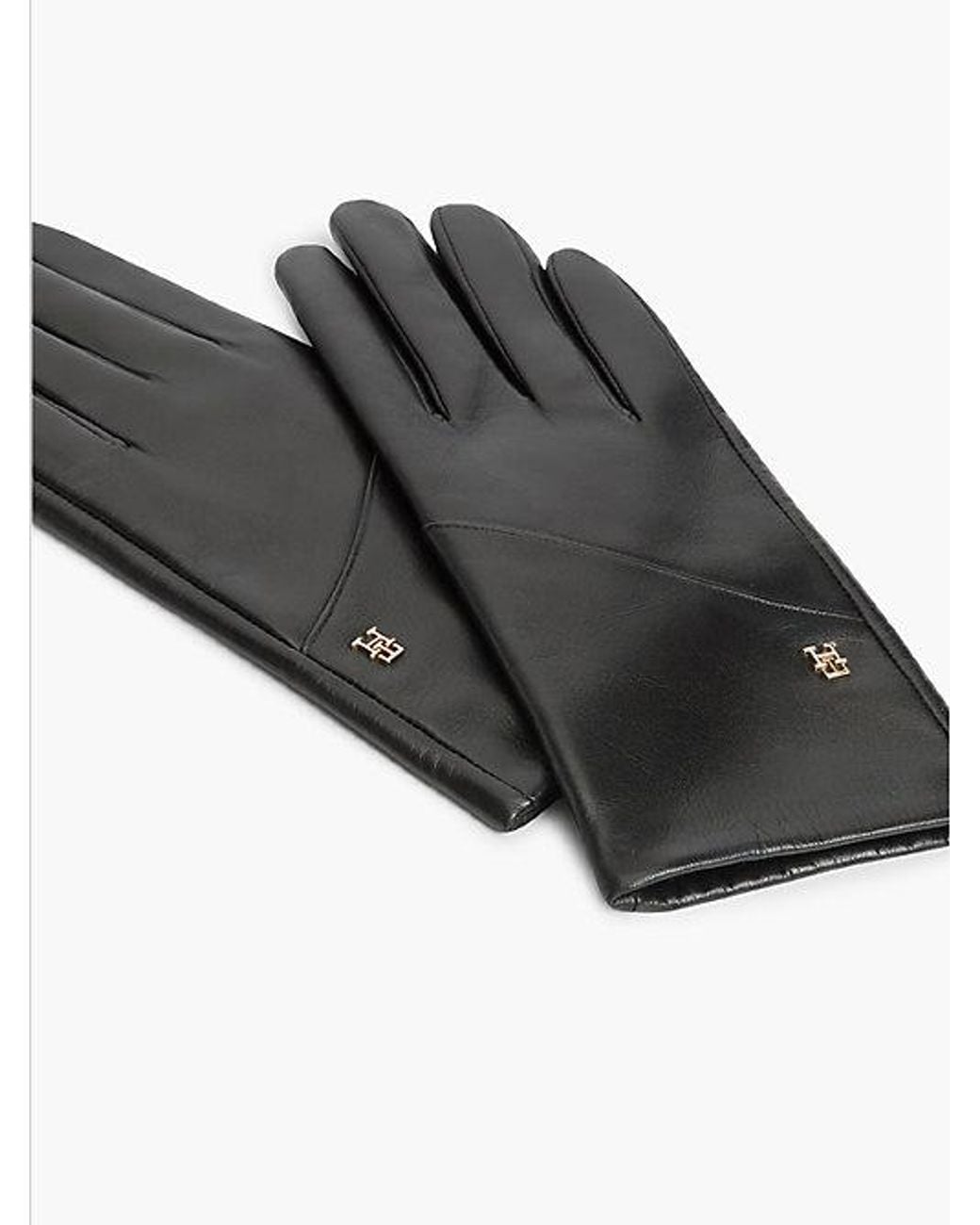 Tommy Hilfiger Black Chic Th Monogram Leather Gloves