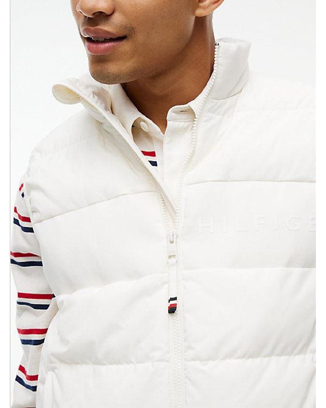 Tommy Hilfiger White Tonal Logo Quilted Gilet for men