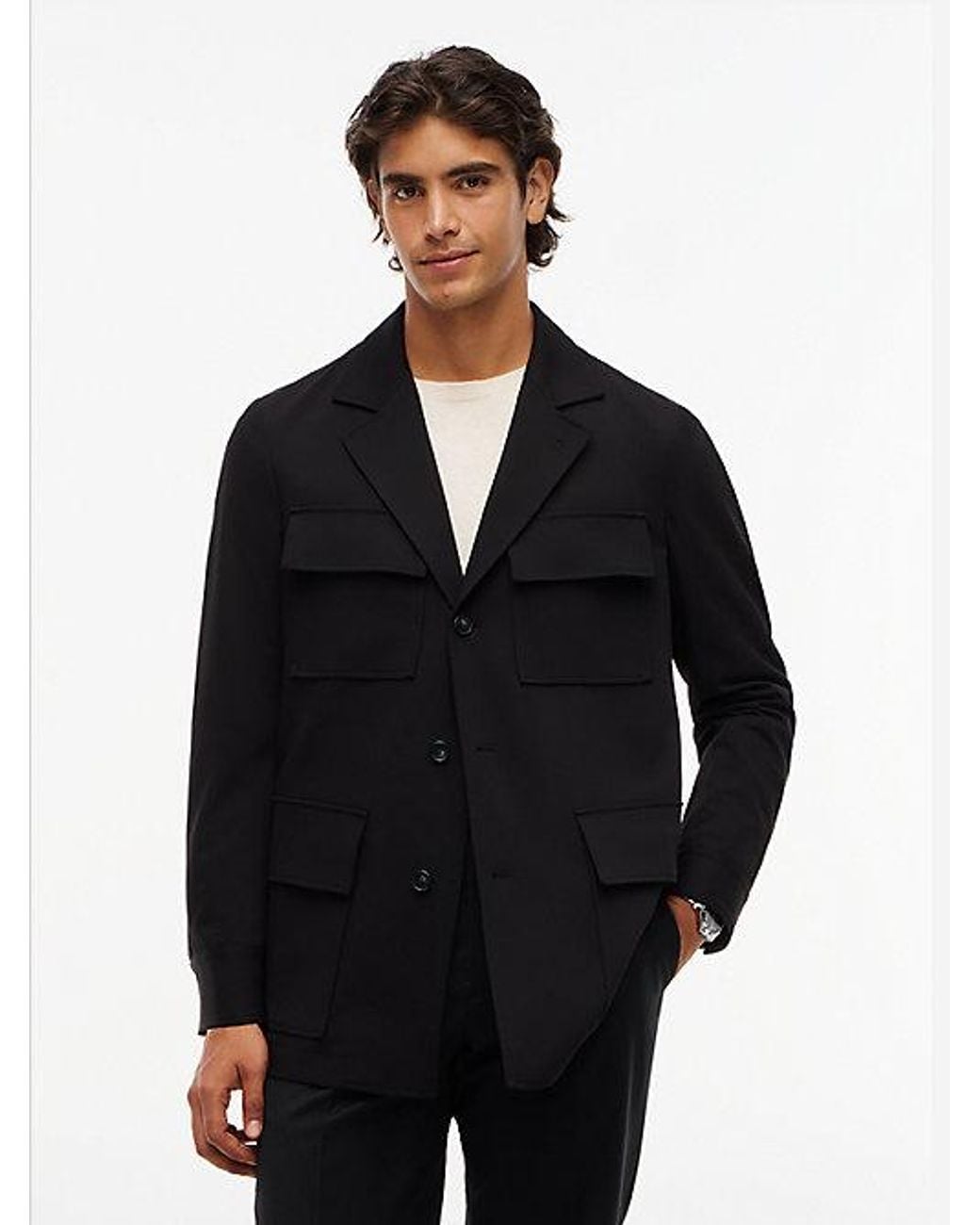 Tommy Hilfiger Blue Tech Twill Single Breasted Coat for men