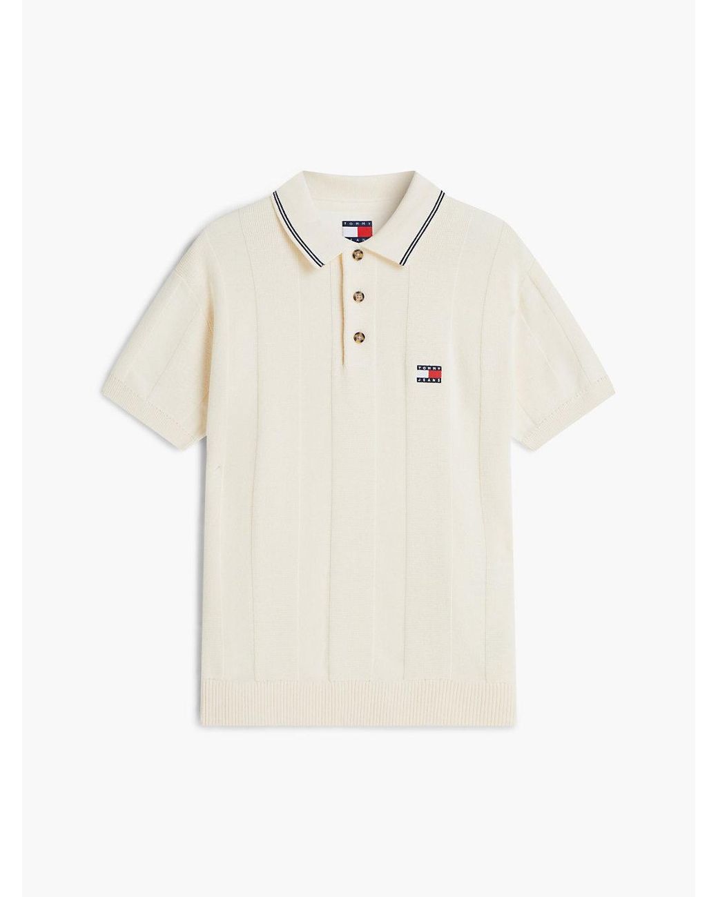 Tommy Hilfiger White Regular Fit Textured Knit Polo Shirt for men