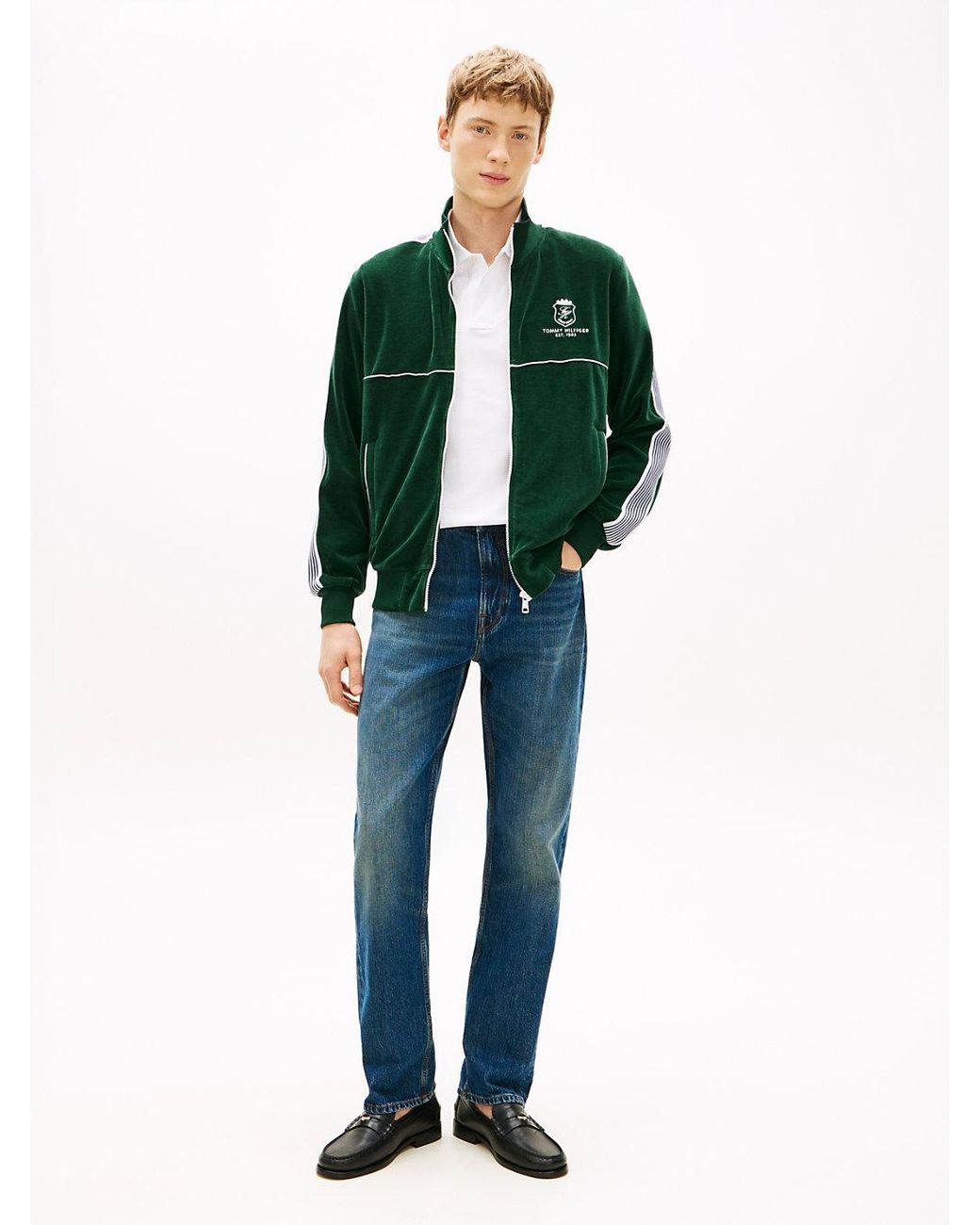 Veste De Survêtement Colour-Block Velours Tommy Hilfiger pour homme en coloris Green