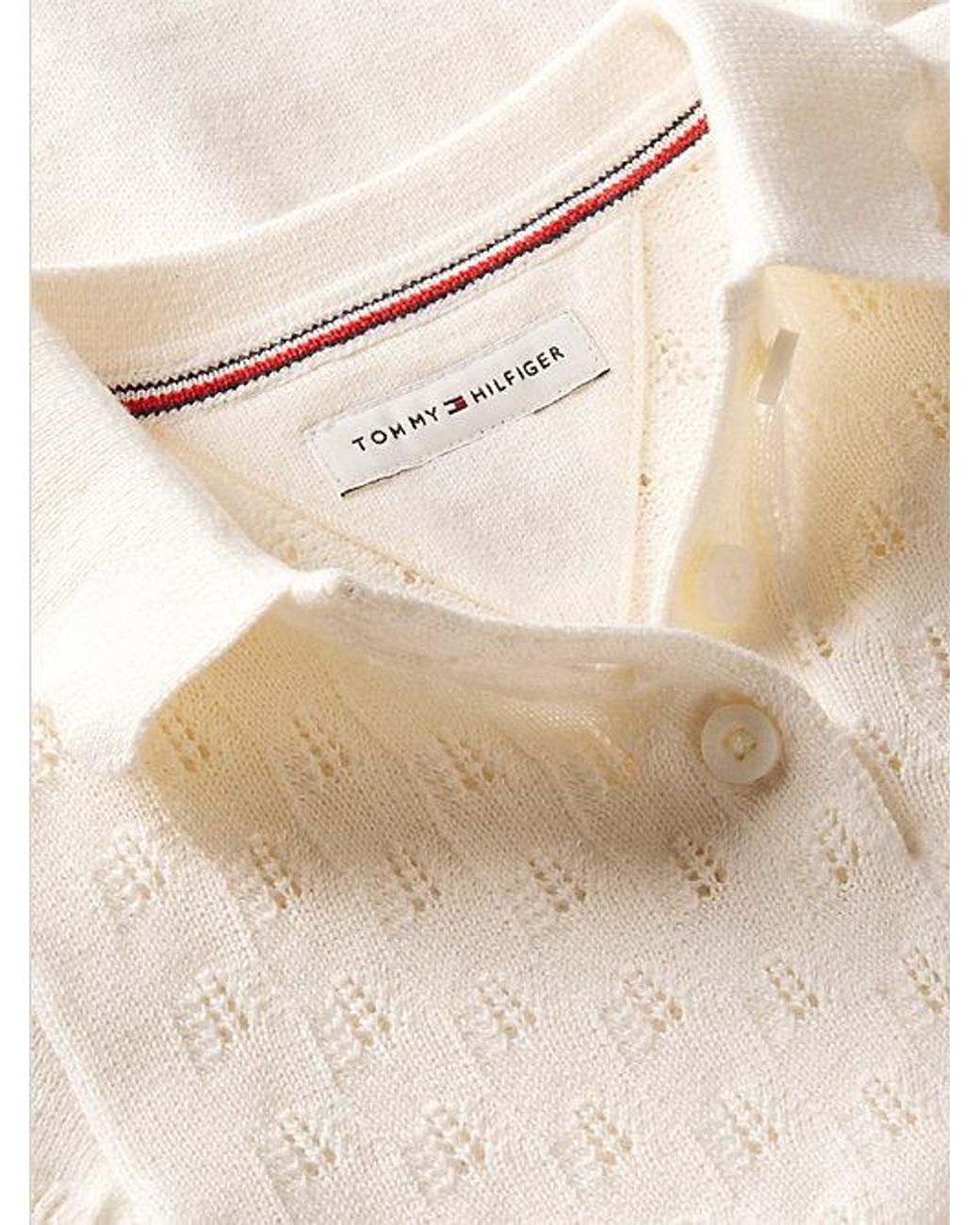 Tommy Hilfiger White Pointelle Fit And Flare Dress