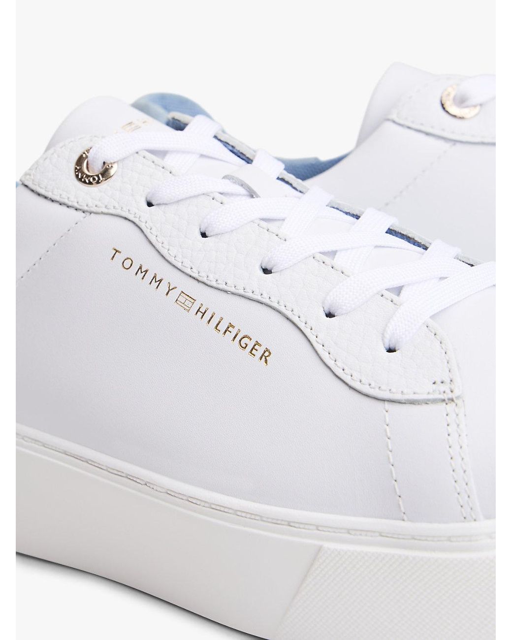 Tommy Hilfiger White Leather Cupsole Platform Trainers