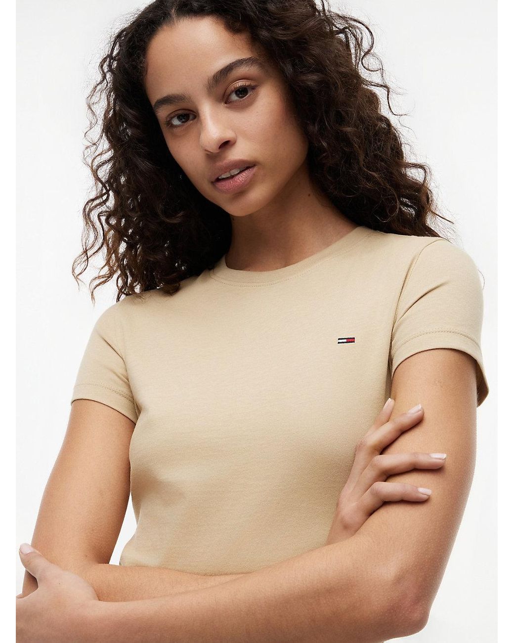 Tommy Hilfiger Blue Flag Embroidery Slim Crew Neck T-Shirt