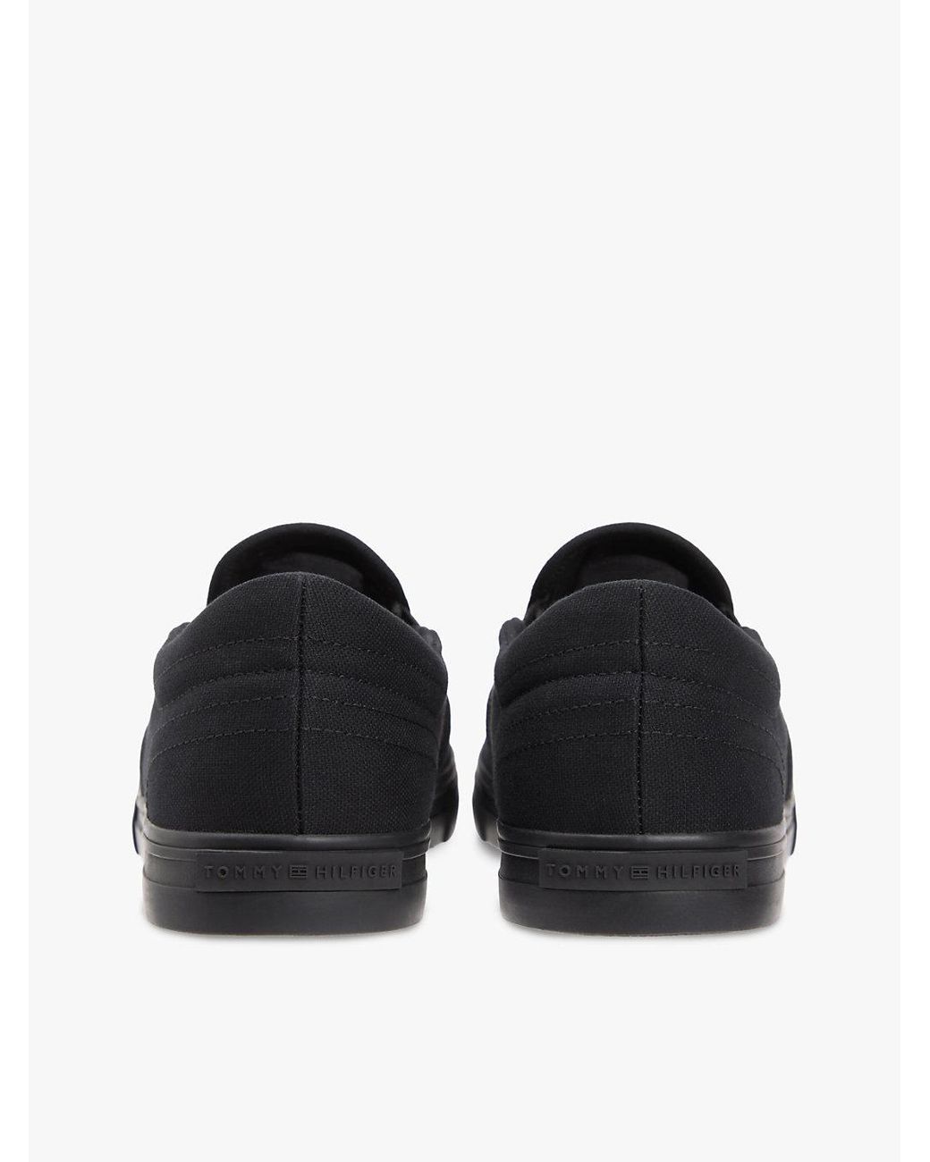 Tommy Hilfiger Black Canvas Slip-On Trainers for men